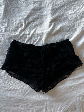 Edikted Black Lace Ruffle Mini Shorts Bloomers